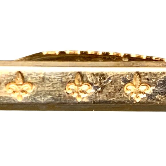 Vintage Hickok USA Gold-Tone Tie Clip Bar Fleur-De-Lis Design Spade Card - Picture 2 of 4